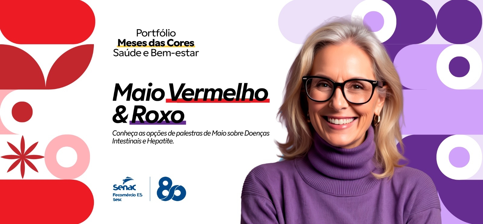 Meses das Cores: portfólio de saúde e bem-estar do Senac-ES tem produtos para o Maio vermelho e Roxo destinado às empresas