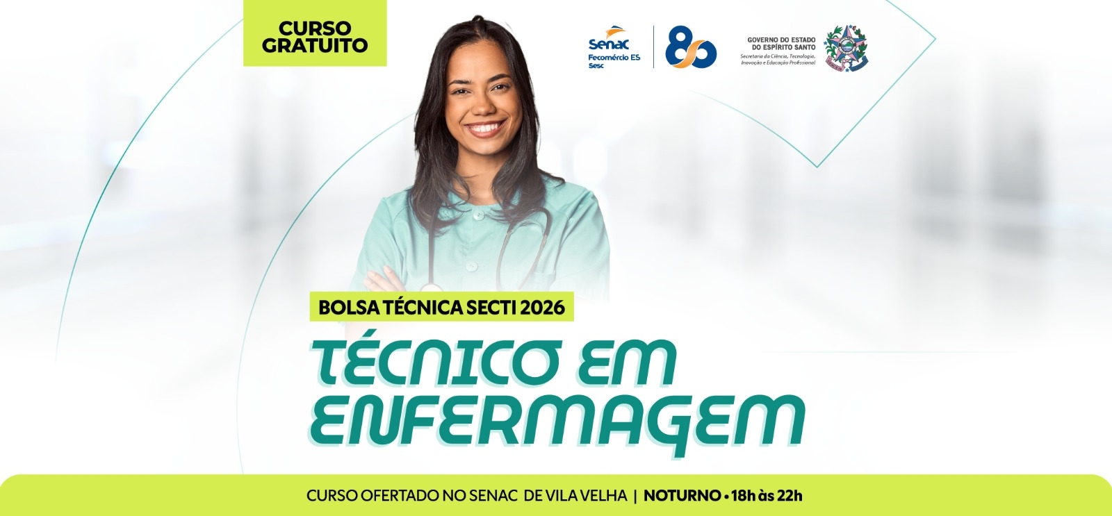 Senac-ES oferta 40 vagas para curso Técnico em Enfermagem em Vila Velha