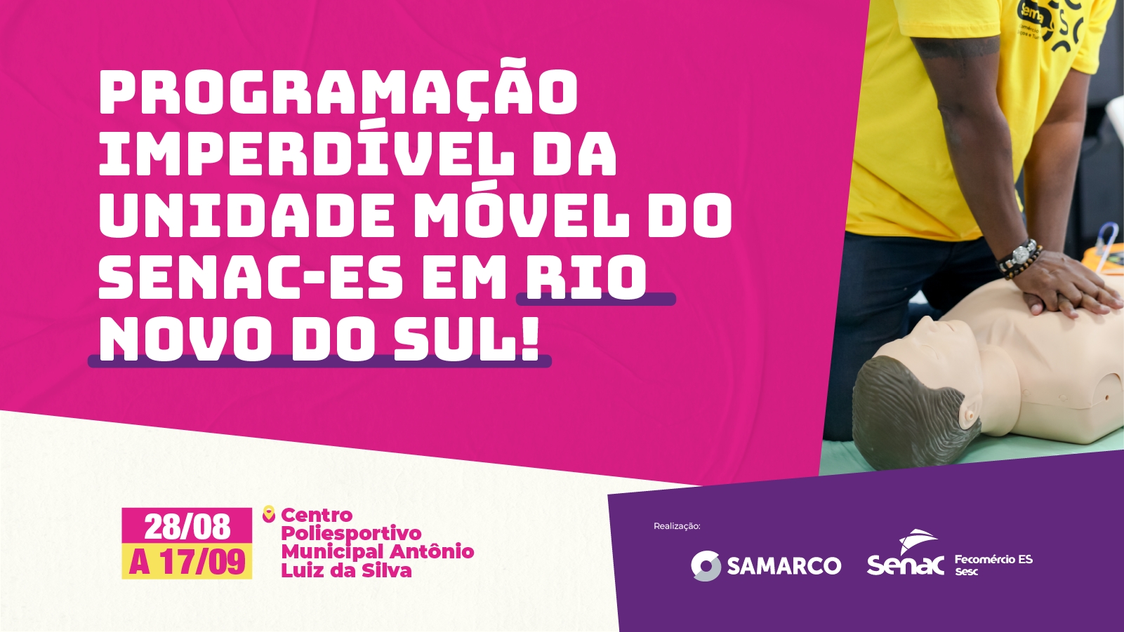 Senac-ES leva cursos gratuitos, na Unidade Móvel de Saúde e Bem-Estar, a Rio Novo do Sul