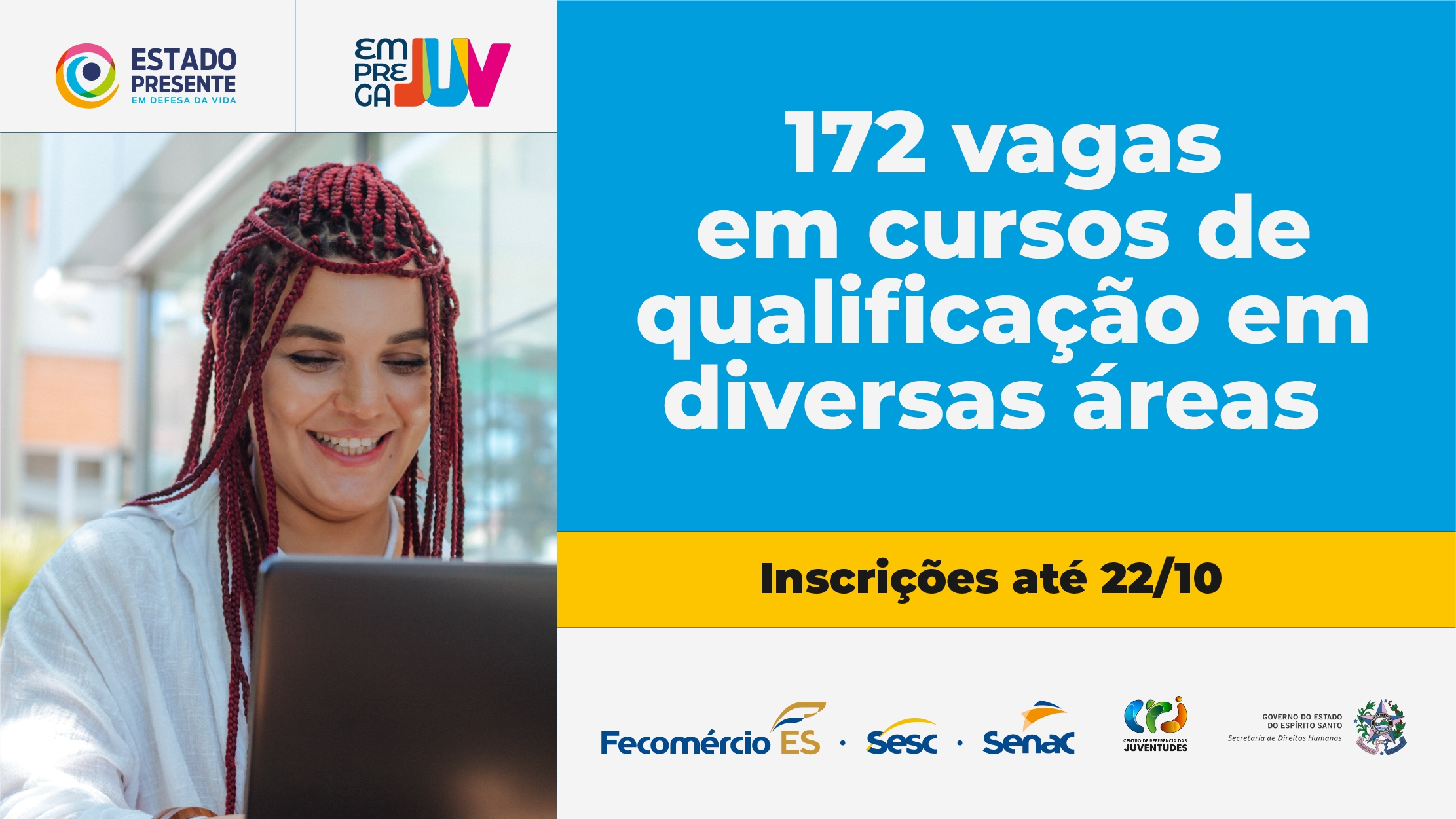 EmpregaJUV: Governo do Estado e Senac-ES abrem vagas gratuitas em cursos para as juventudes