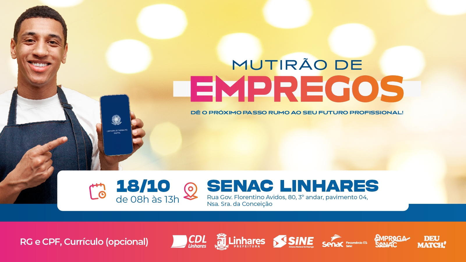 Senac de Linhares realiza 2º Mutirão de Empregos com mais de 350 vagas para diversos cargos e níveis de escolaridade