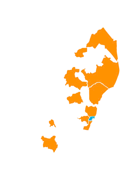 Mapa do Espírito Santo com unidades do Senac destacadas